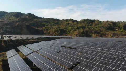Solar power station in mountain Stock Footage 166229313