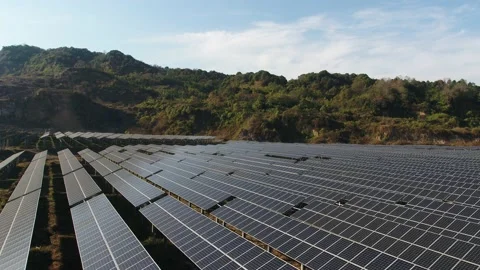Solar power station in mountain Stock Footage 166229373