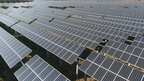 Solar power station in mountain Stock Footage 166229793
