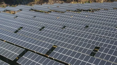 Solar power station in mountain Stock Footage 166230052