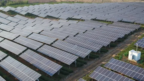 Solar power station in mountain Stock Footage 166381025