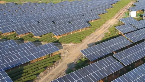 Solar power station in mountain Stock Footage 166381032