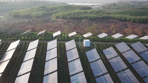 Solar power station in mountain Stock Footage 166381716