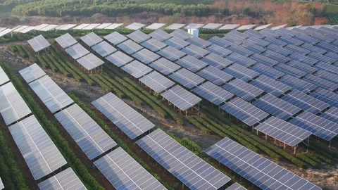 Solar power station in mountain Stock Footage 166381719