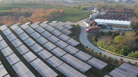 Solar power station in mountain Stock Footage 166381875