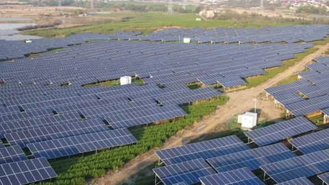 Solar power station in mountain Stock Footage 166381896