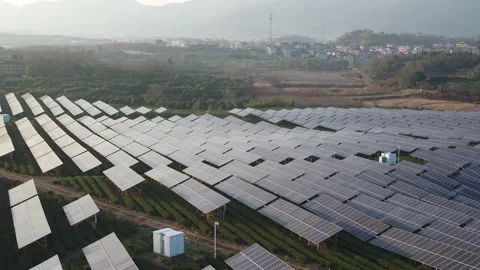 Solar power station in mountain Stock Footage 166382069