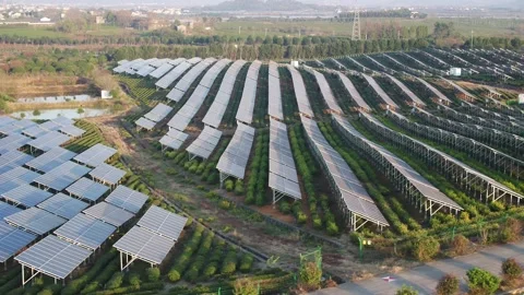 Solar power station in mountain Stock Footage 166382439