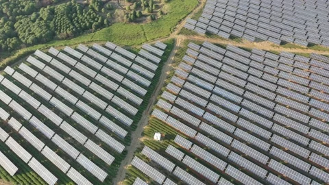 Solar power station in mountain Stock Footage 166388350