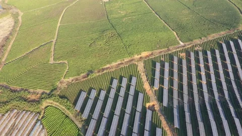 Solar power station in mountain Stock Footage 166388755