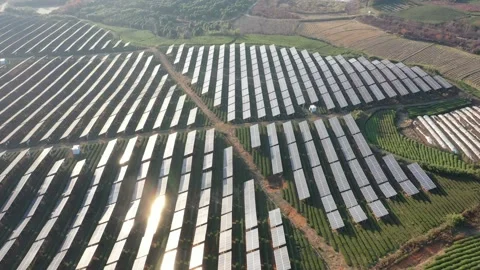 Solar power station in mountain Stock Footage 166388846