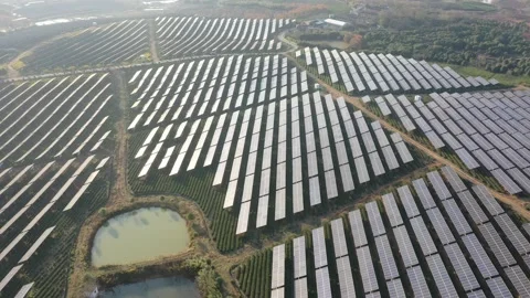 Solar power station in mountain Stock Footage 166389043