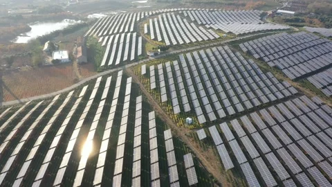 Solar power station in mountain Stock Footage 166389101