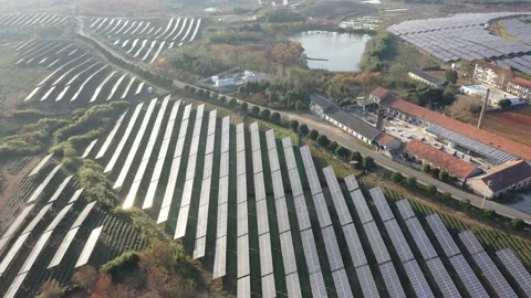 Solar power station in mountain Video stock 166389233