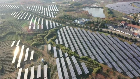 Solar power station in mountain Stock Footage 166389243