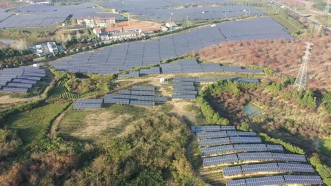 Solar power station in mountain Stock Footage 166389269