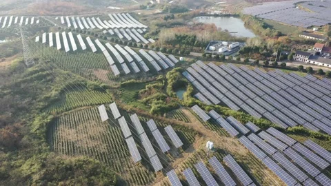 Solar power station in mountain Stock Footage 166389299