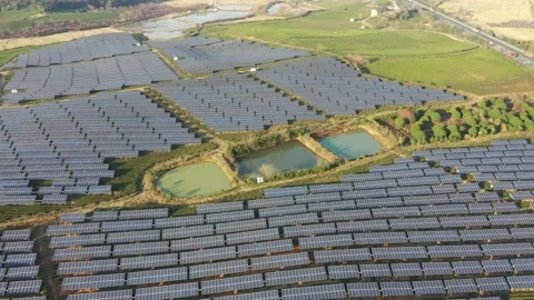 Solar power station in mountain Stock Footage 166389478