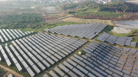 Solar power station in mountain Stock Footage 166390012