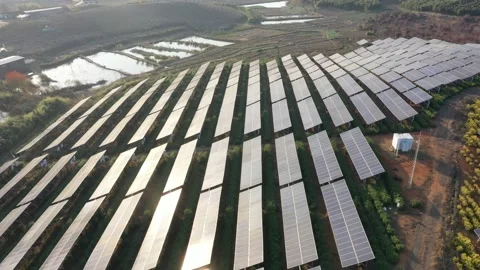 Solar power station in mountain Stock Footage 166390286