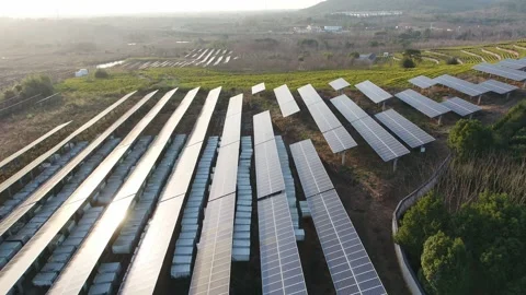 Solar power station in mountain Stock Footage 167089469