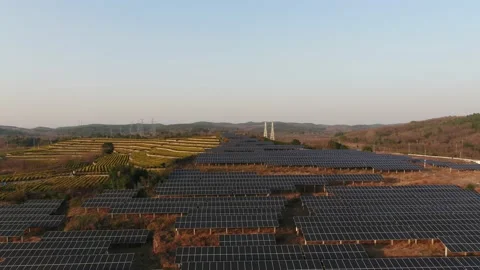 Solar power station in mountain Stock Footage 167089517