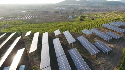 Solar power station in mountain Stock Footage 167089732