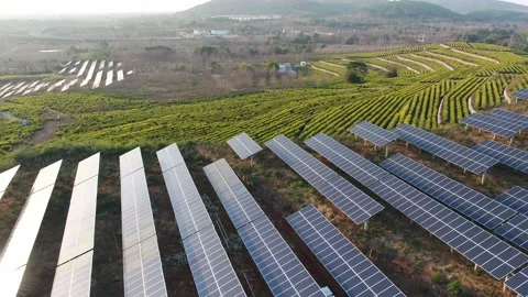 Solar power station in mountain Stock Footage 167089806