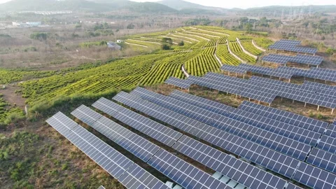 Solar power station in mountain Stock Footage 167089843