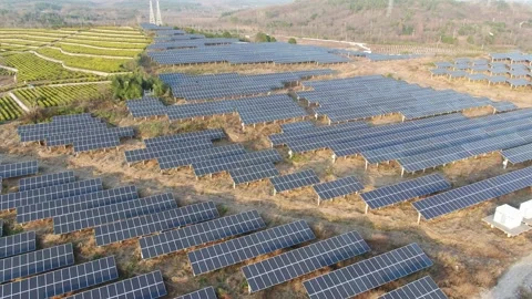 Solar power station in mountain Stock Footage 167089939