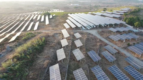 Solar power station in mountain Stock Footage 167090178