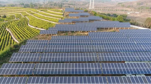 Solar power station in mountain Stock Footage 167090294