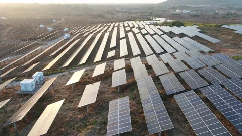 Solar power station in mountain Stock Footage 167091047