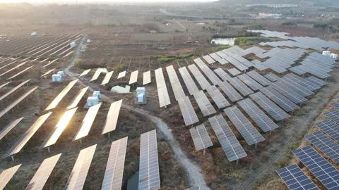 Solar power station in mountain Stock Footage 167091478