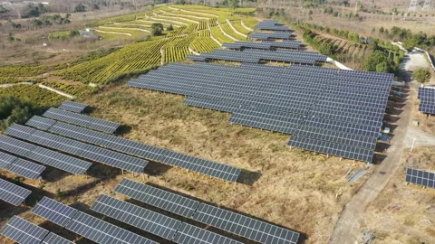 Solar power station in mountain Stock Footage 167093787