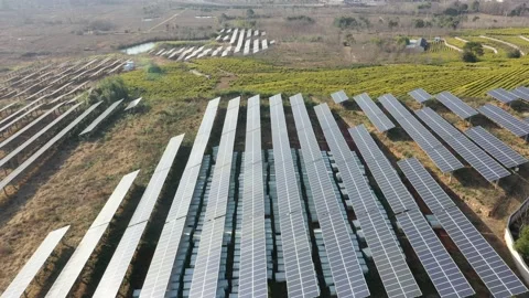 Solar power station in mountain Stock Footage 167093807