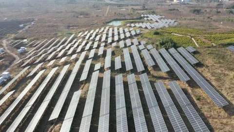 Solar power station in mountain Stock Footage 167093815