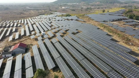 Solar power station in mountain Stock Footage 167093898