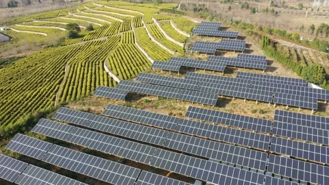 Solar power station in mountain Stock Footage 167093956