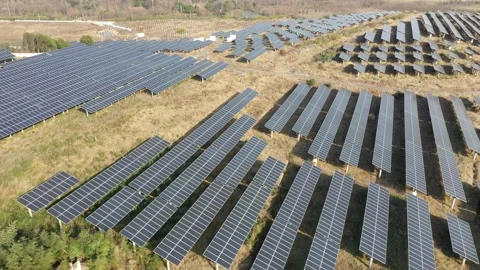 Solar power station in mountain Stock Footage 167094038