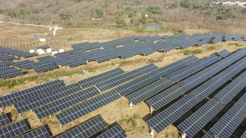 Solar power station in mountain Stock Footage 167094268