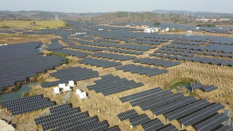 Solar power station in mountain Stock Footage 167094540