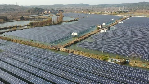 Solar power station in mountain Stock Footage 167094672
