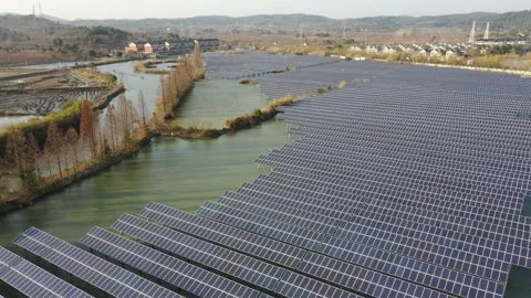 Solar power station in mountain Stock Footage 167094733