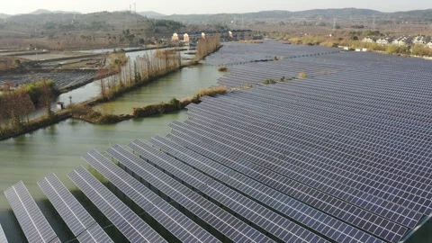 Solar power station in mountain Stock Footage 167094759