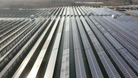 Solar power station in mountain Stock Footage 167095151