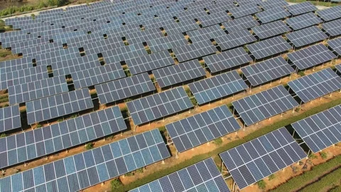 Solar power station in mountain Stock Footage 171305889