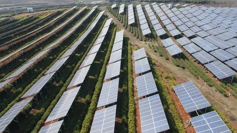 Solar power station in mountain Stock Footage 171306148