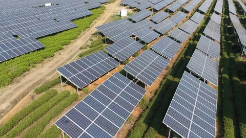 Solar power station in mountain Stock Footage 171306238