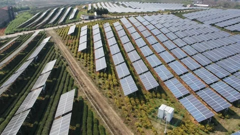 Solar power station in mountain Stock Footage 171306413